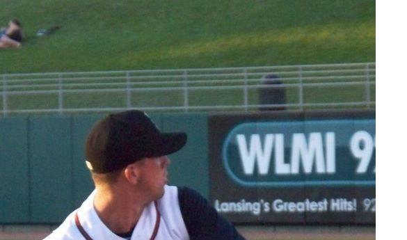 Former George Mason pitcher Shawn Griffith winds up for the pitch during a minor league game for the Lansing Lugnuts last season, an affiliate with the Toronto Blue Jays (Mike Roberts). 