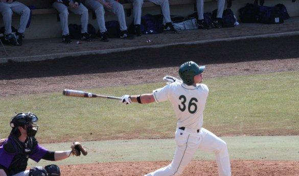 Senior Brig Tison has had a hot bat all season, and he helped the Patriots sneak by George Washington Wednesday afternoon in Fairfax (photo courtesy GMU Baseball).