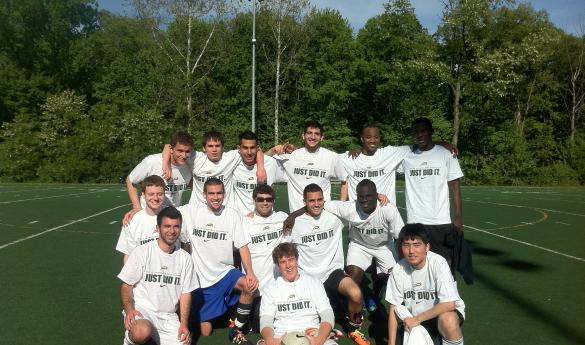 Ozil United sporting their 'Just Did It' T-shirts after winning the Spring Intramural Soccer Championship (photo courtesy GMU Rec Sports).