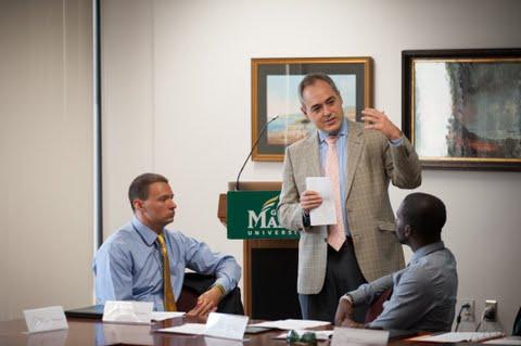 President Cabrera spoke at the first student government meeting of the year on Thursday. (Photo by Dakota Cunningham)