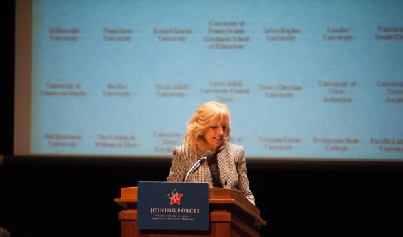 Dr. Jill Biden spoke at the "Joining Forces" event at GMU (photo courtest of Dakota Cunningham).