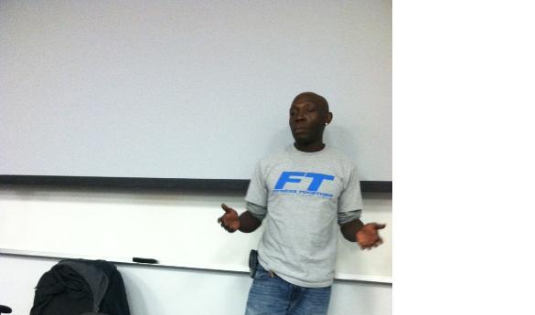 Andre Colter talks to Mason students about homelessness (photo courtesy of Nicole Lewis).