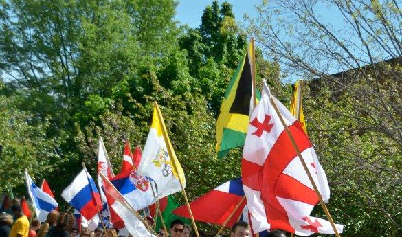 The start to International Week is marked by an opening ceremony and a parade of flags around campus (photo by Connect2Mason.com).