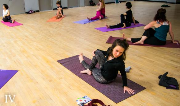 Students do yoga to increase concentration and relieve stress (photo by Gopi Raghu).