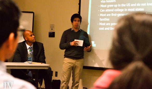 DREAMer explains situation of undocumented students to students and faculty (photo by Niki Papadogiannakis)