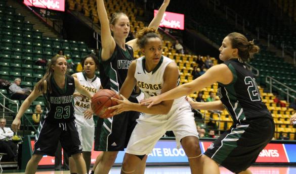 Janaa Pickard hit a career high 21 points and 21 rebounds against Utah Valley (photo by John Irwin). 