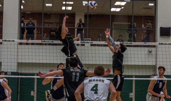 Mason men's volleyball fell to Penn State on Saturday night, 3-1 sets (photo by Walter Martinez).